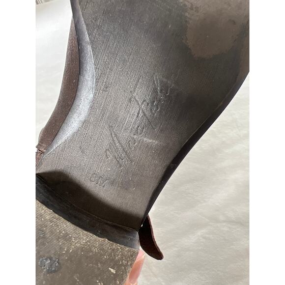 Marc Fisher Brown Leather Zip Heeled Boot Bootie Spring Fall Concert Festival - Picture 8 of 10